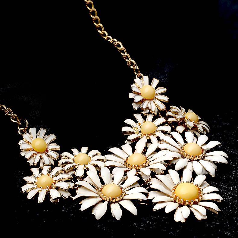 Halsband Dam Europa Mode Blommor Elegant Kort Kyla Gul