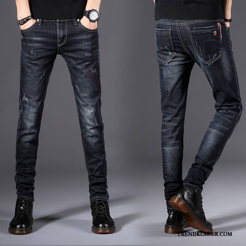 Jeans Herr Adolescens 2018 Student Gymnasiet Slim Fit Trend Svart