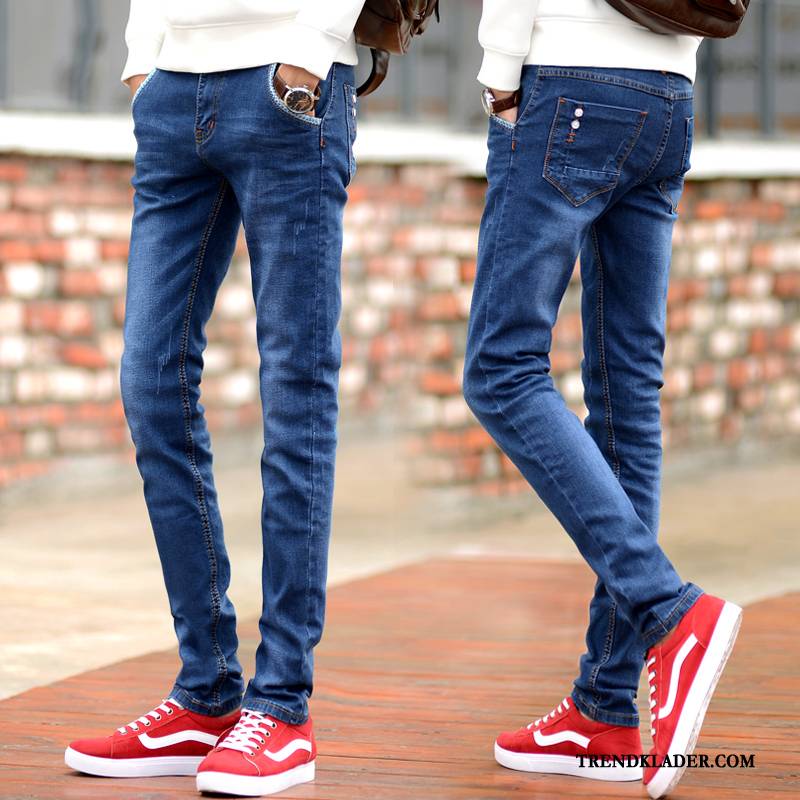 Jeans Herr Adolescens Ungdom Liten Student Trend Slim Fit