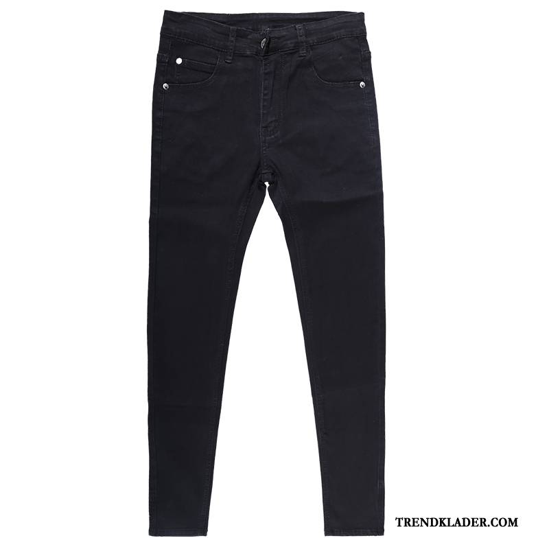 Jeans Herr Liten Slim Fit Sommar Trend Skinny Byxor Svart