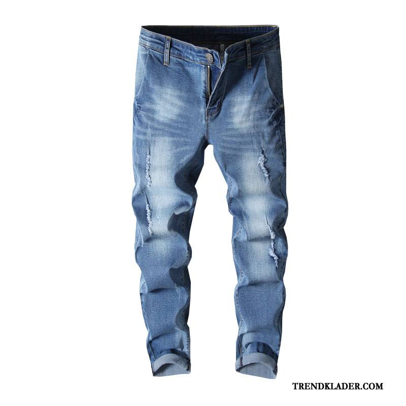 Jeans Herr Sommar Stretch Trend Cigarettbyxor Vår Casual Ljus Blå