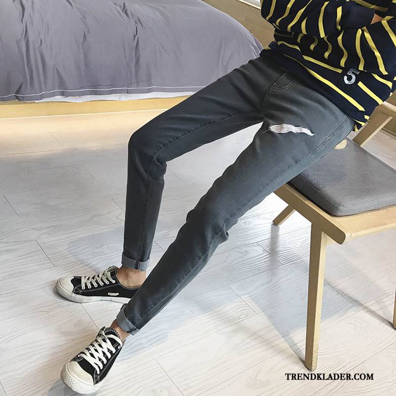 Jeans Herr Stretch 2018 Adolescens Slim Fit Byxor Ny Grå Svart