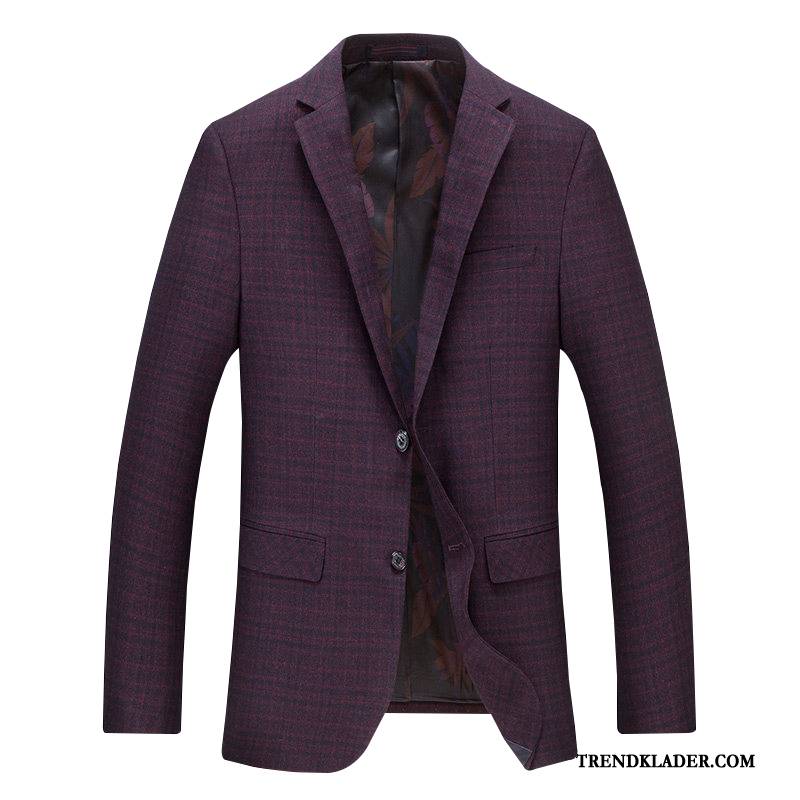 Kavaj Herr Kostym Tunn Blazer Slim Fit Liten Vacker Violett