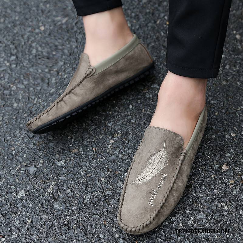 Mockasiner Herr 2018 Loafer Andningsbar Casual Trend Vår Brun