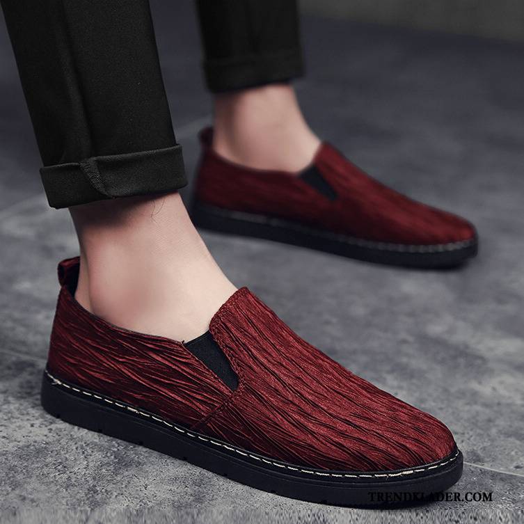 Mockasiner Herr British Skor Loafers Sommar Läderskor 2018 Vinröd