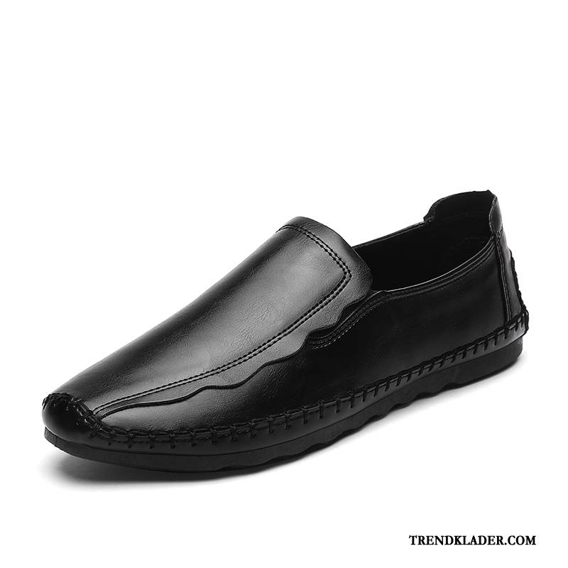 Mockasiner Herr Casual Vår Läderskor Loafer Trend Båtskor Svart