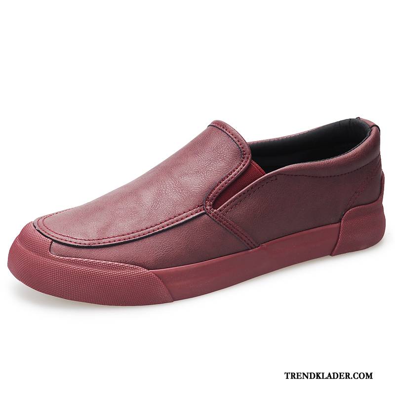 Mockasiner Herr Loafers Vår Skor Trend Casual Läderskor Vinröd