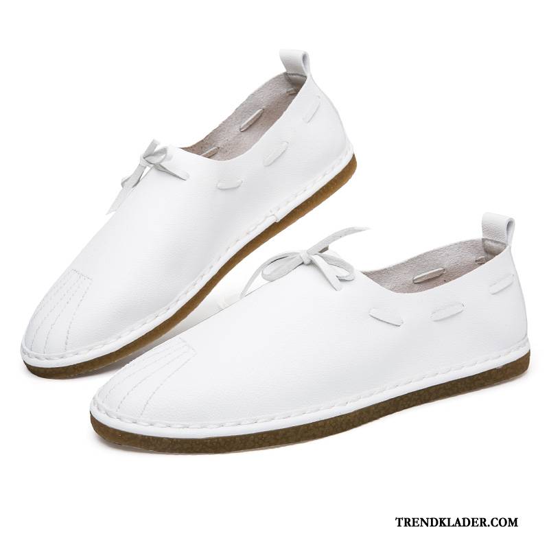 Mockasiner Herr Trend Slip On Låga Skor Läderskor Sommar Loafer Vit