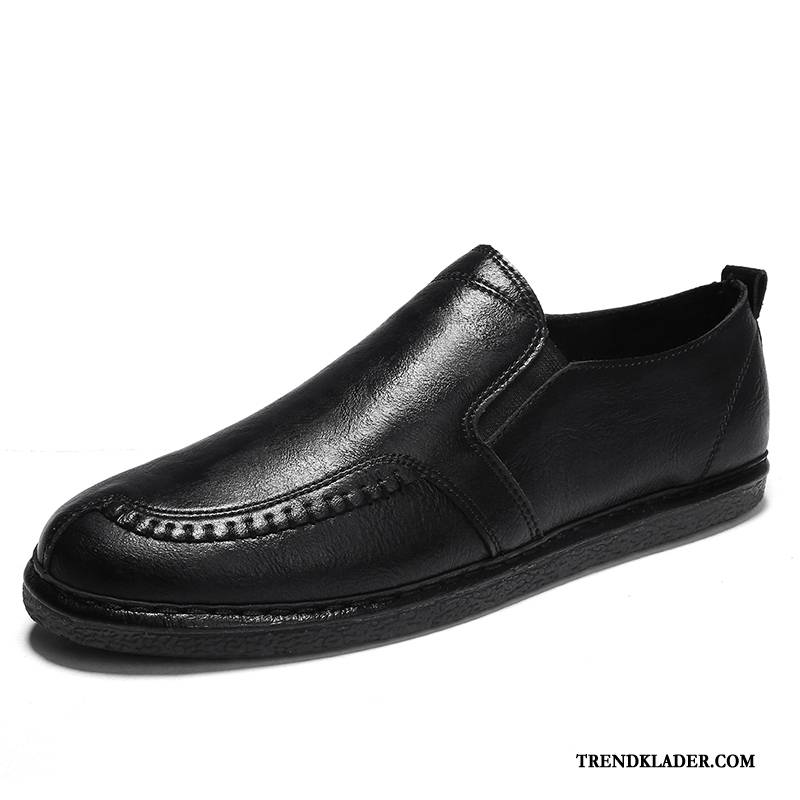 Mockasiner Herr Vår Loafer British Trend Läderskor Slip On Svart