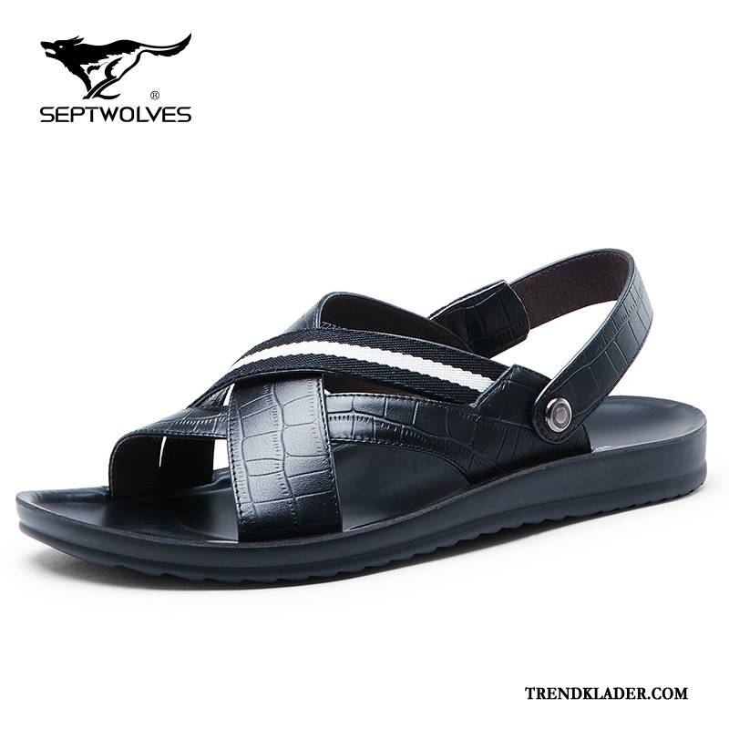 Sandaler Sandaletter Herr Stranden Sommar Tofflor Varg Casual Utomhus Svart