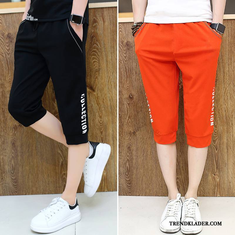 Shorts Herr Adolescens Trend Kortbyxor Casual Capri Byxor Sommar Mörk Blå Orange