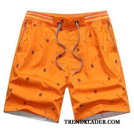 Shorts Herr Lösa Casual Stor Par Stranden Sommar Orange Gul