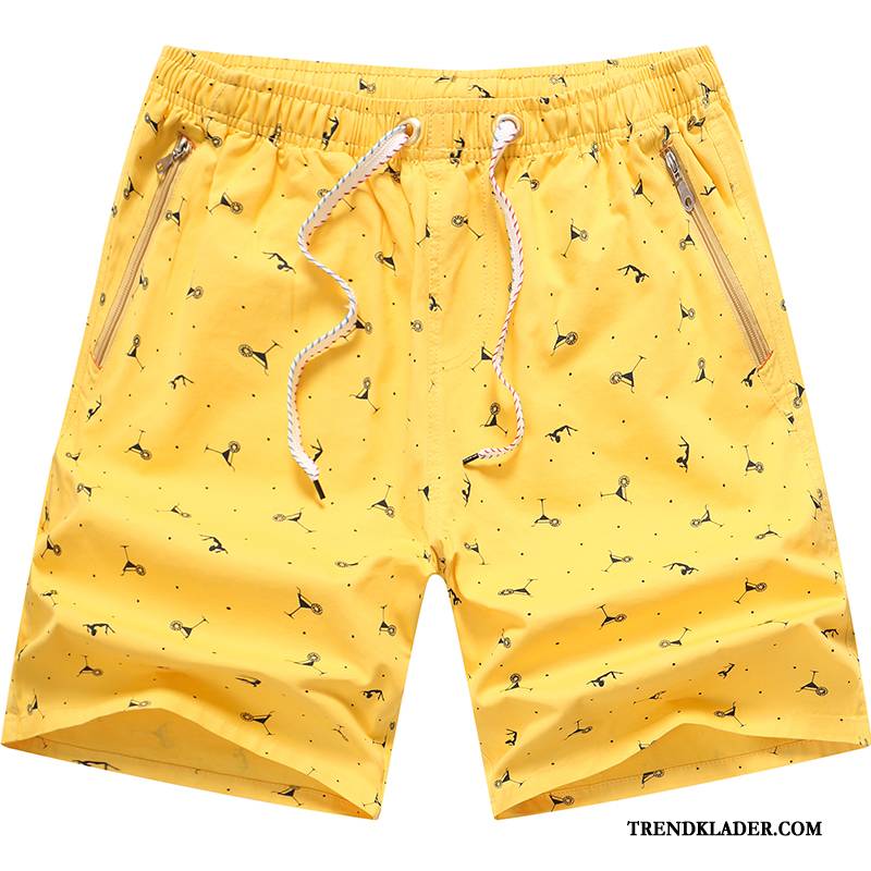 Shorts Herr Sommar Casual Lösa Sport Stranden Blommor Gul